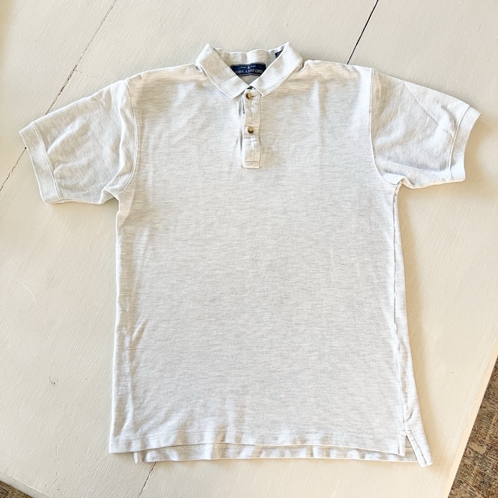 Vintage John Ashford Golf Polo Shirt Gray Cotton Minimalist  Preppy men S